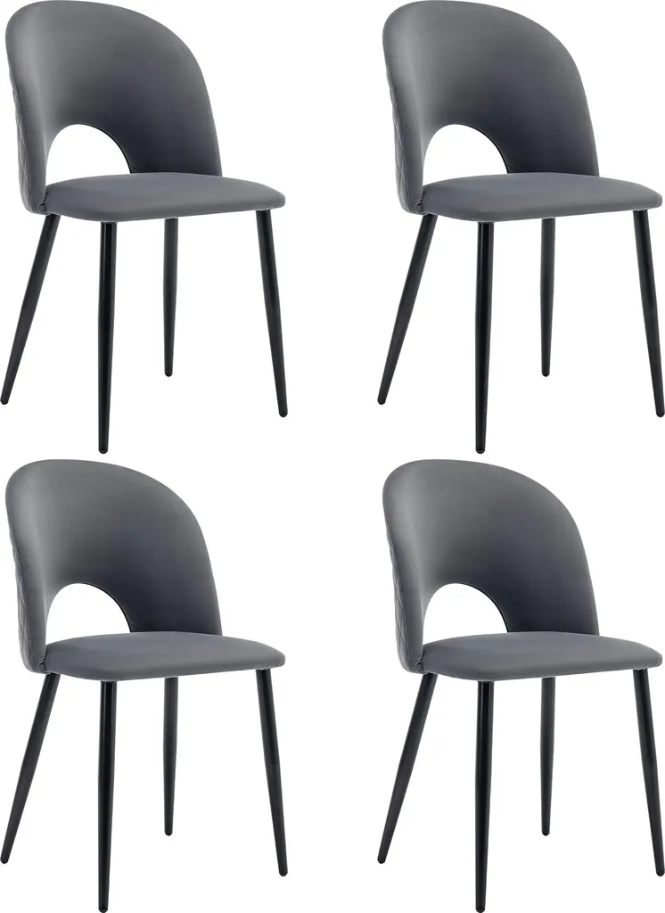 Fortuna Lai Ensemble Table 140x80 cm et 4 Chaises Velours Gris Moderne - 5