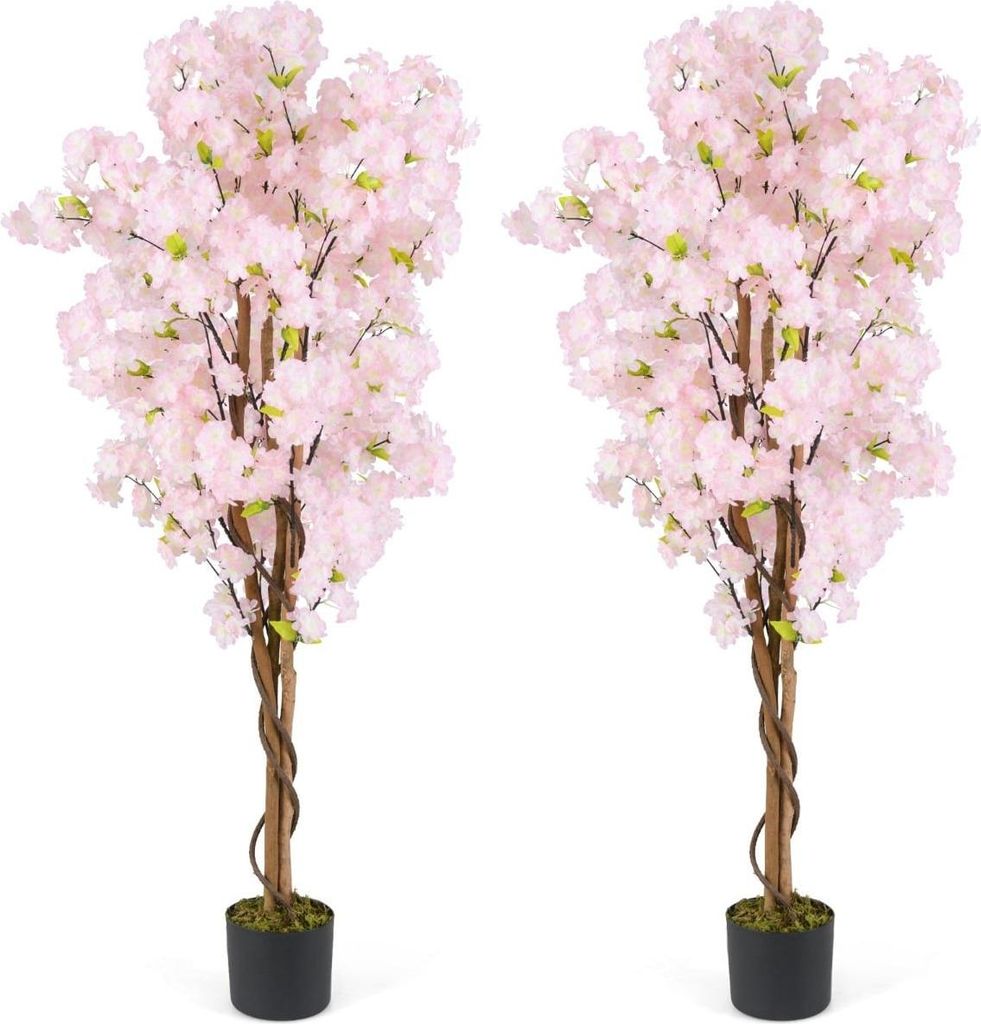 Künstliches Kirschblütenbaum-Set, 150 cm, Rosa, 2er-Pack