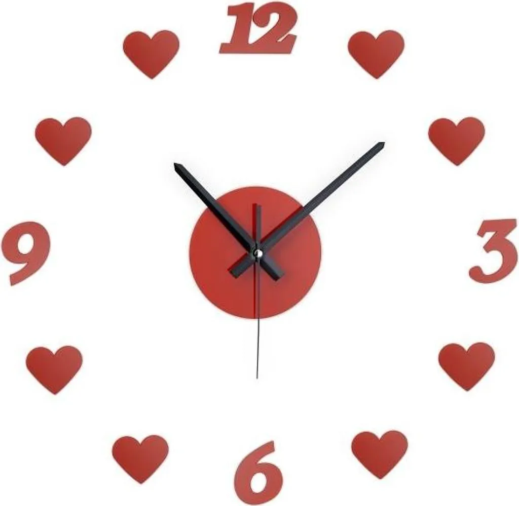 Orologio 3D Adesivo Cuori Specchio: Arredo Parete Moderno e DIY