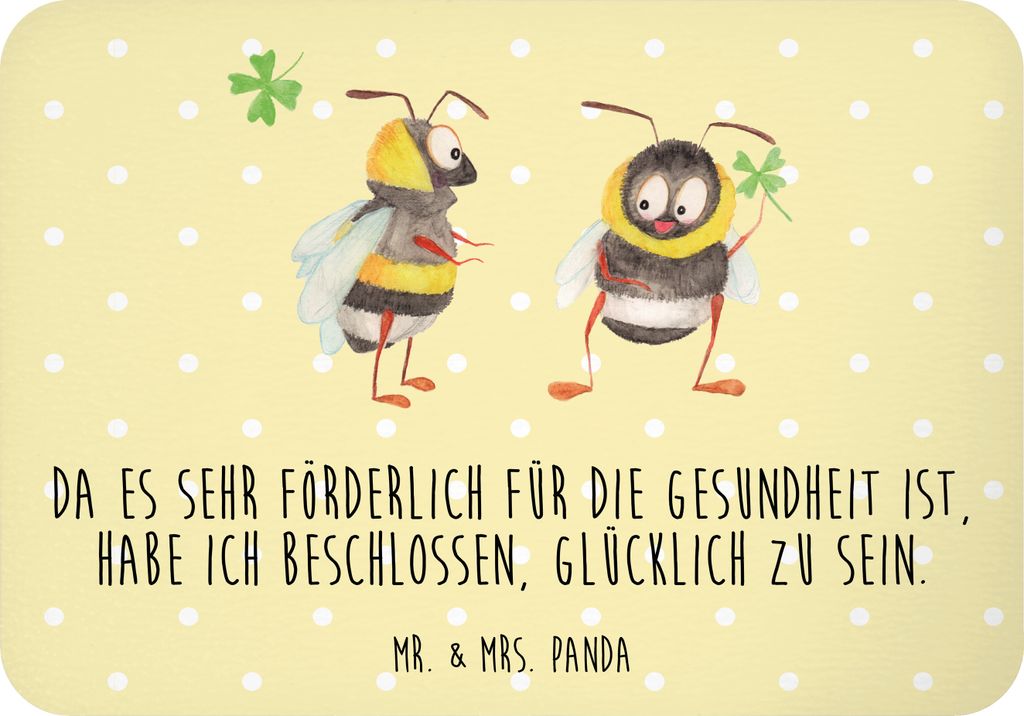 Mr. & Mrs. Panda Kühlschrankmagnet Hummeln Kleeblatt - Gelb Pastell - Geschenk, büromagnet, whiteboardmagnet, Spruch Positiv, Fröhlich, Biene, z...