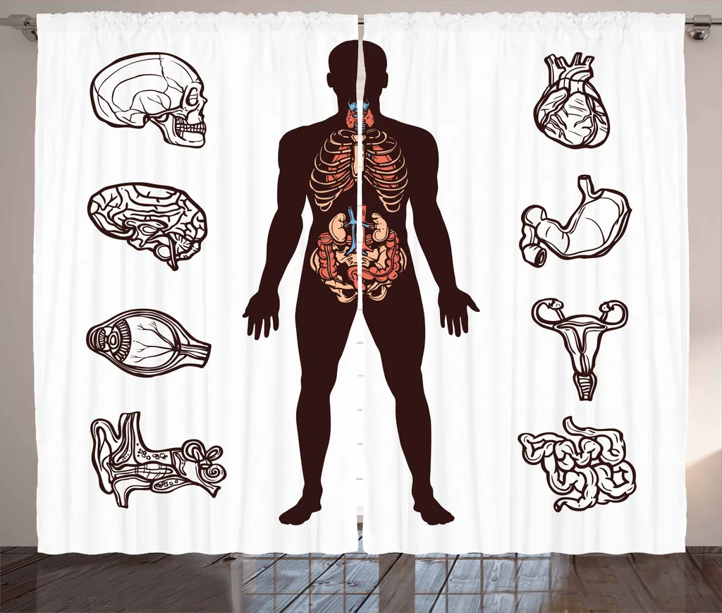 ABAKUHAUS Anatomie Rideau à Fronces Organes 280x225cm Brun et Blanc