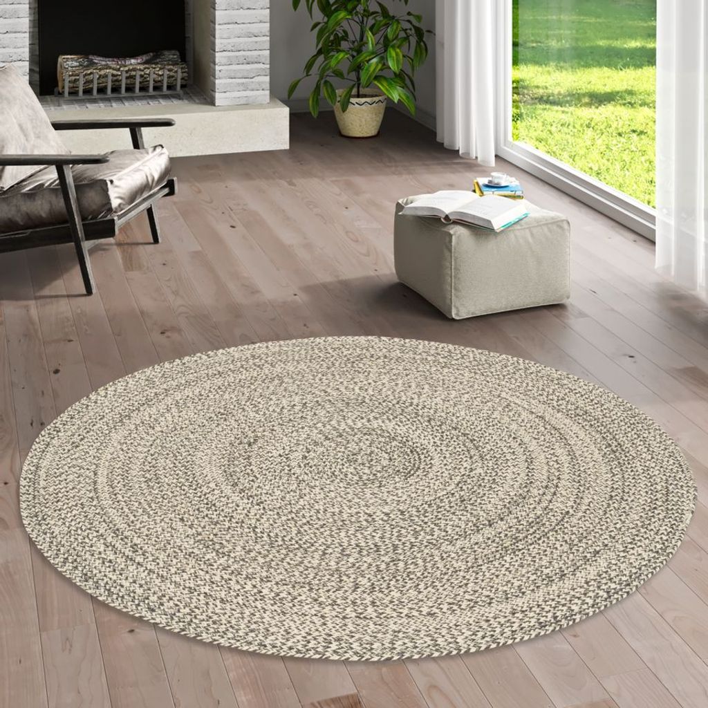 Naturfaser Teppich Handgefertigt Jute Meliert Rund, Produktbild 
