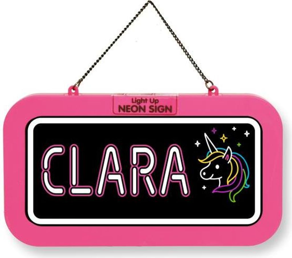 LED Leuchtschild Neonschild mit Namen , Leuchtende Wanddekoration mit Batterie, 18,7x10,3x1,6cm - Clara