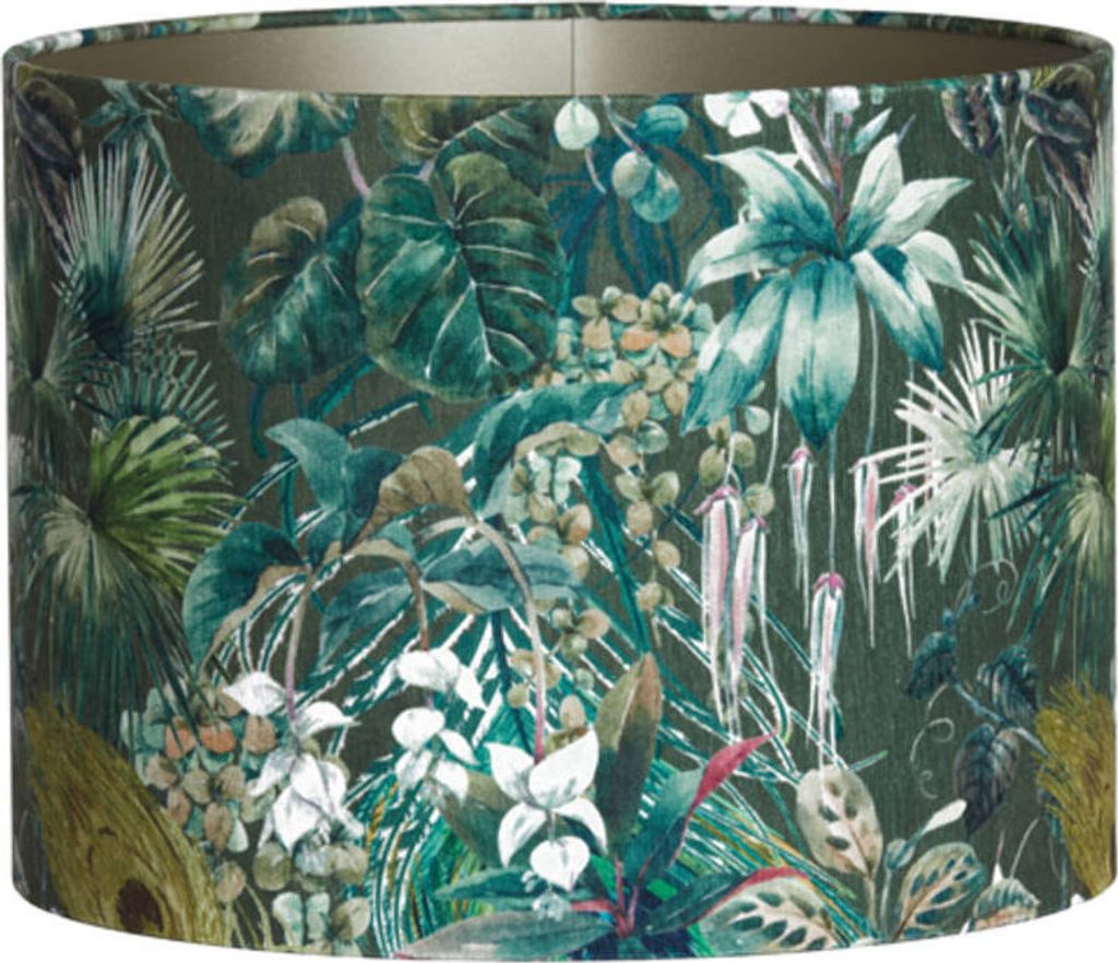 Light & Living - lampenschirm - Xenia Flora - grün - textil - Ø 40cm - E27 - 2240943