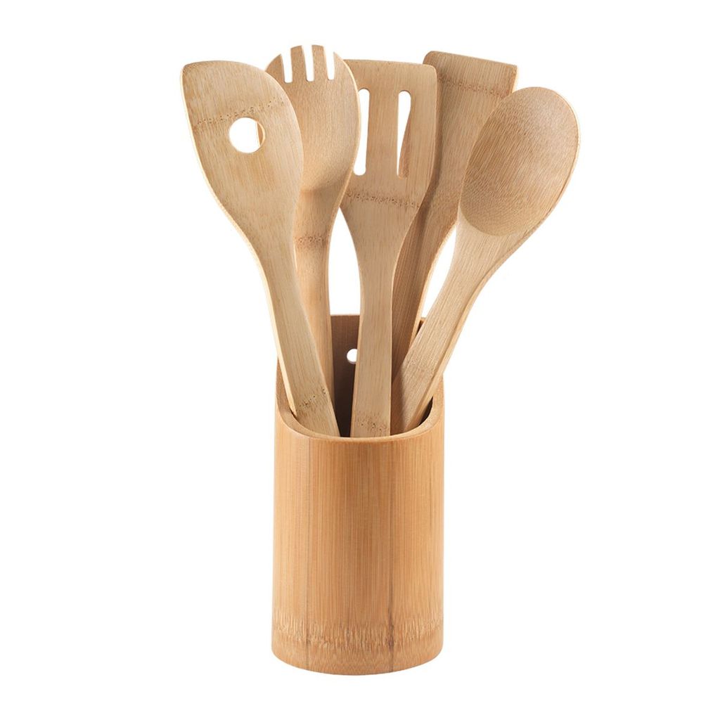 Bambus Küchenhelfer-Set Küchenutensilien Kochutensilien Löffel Pfannenwender