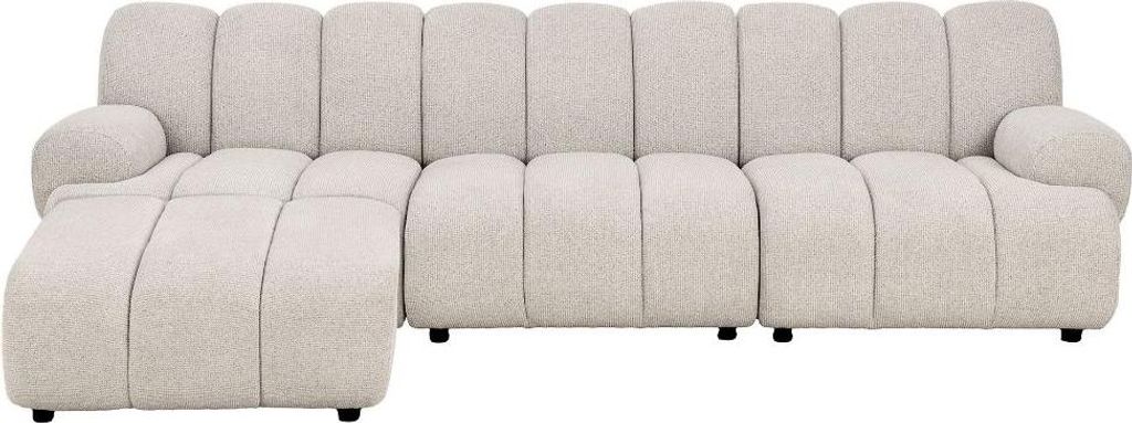 Karin Modulsofa linksausgerichtet 3,5 Pers. mit Pouf sandfarben.