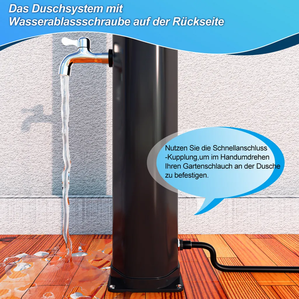 Doccia da Esterno 40L Nera con Doccetta: Design e Comfort Solare - 5