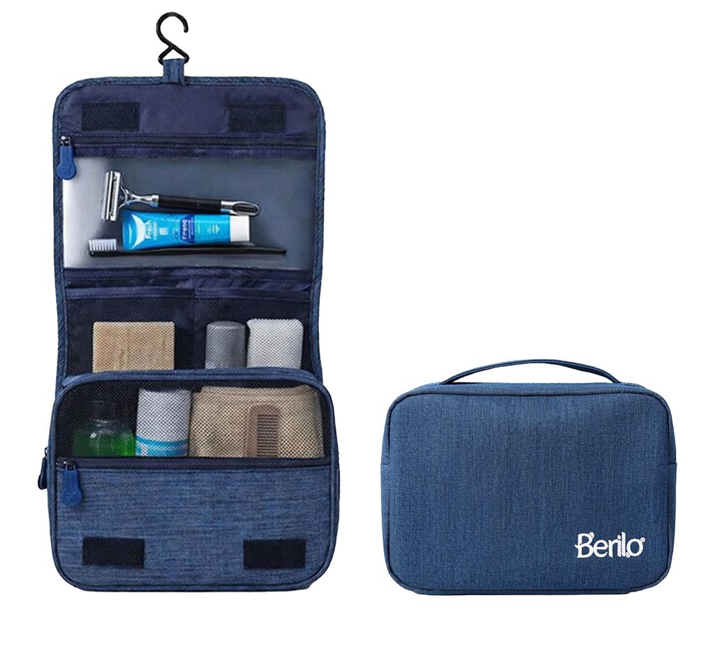 KULTURTASCHE zum Aufhängen 23cm Kulturbeutel Kosmetiktasche Reisetasche Toilettenorganizer Reise Tasche 04 (Blau)