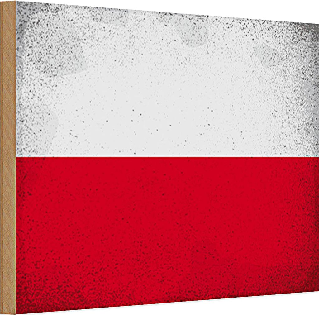 Holzschild Flagge Polen 30x20cm Flag of Poland Vintage