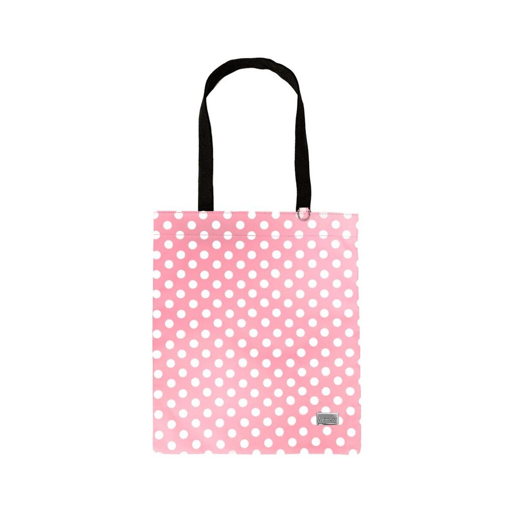 Stylische Gepunktete Tasche mit Reisverschluss - Einkaufstasche Freizeittasche Umhängetasche Uni Rosa