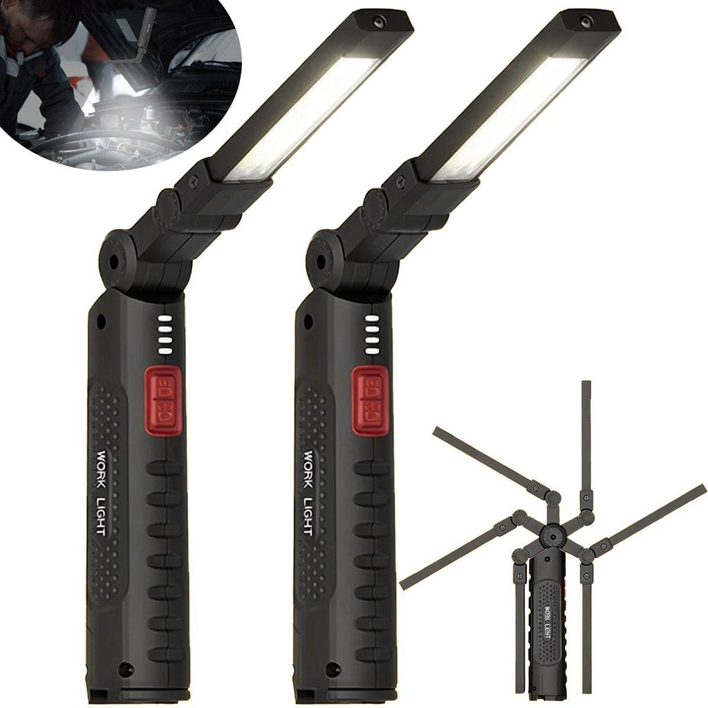 2 Stš¹ck LED Taschenlampe,Werkstatt Handlampe,Wiederaufladbare mit Magnet und Haken,6 Lichtmodi, fš¹r Auto Reparatur Camping Notfall