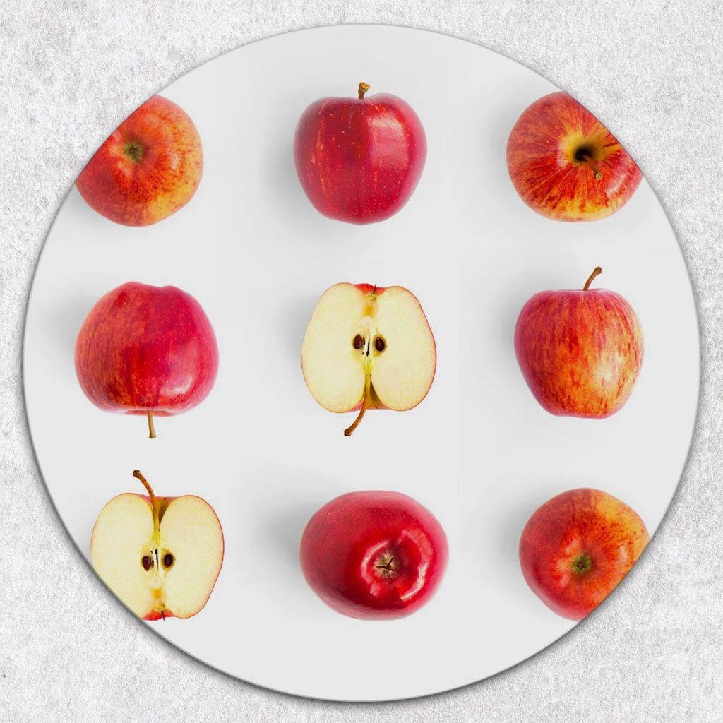 Glas-Herdabdeckplatten Glaskeramikkochfeld-Abdeckung Spritzschutz Glas Runden Schneidebrett fi40 cm - Früchte Äpfel