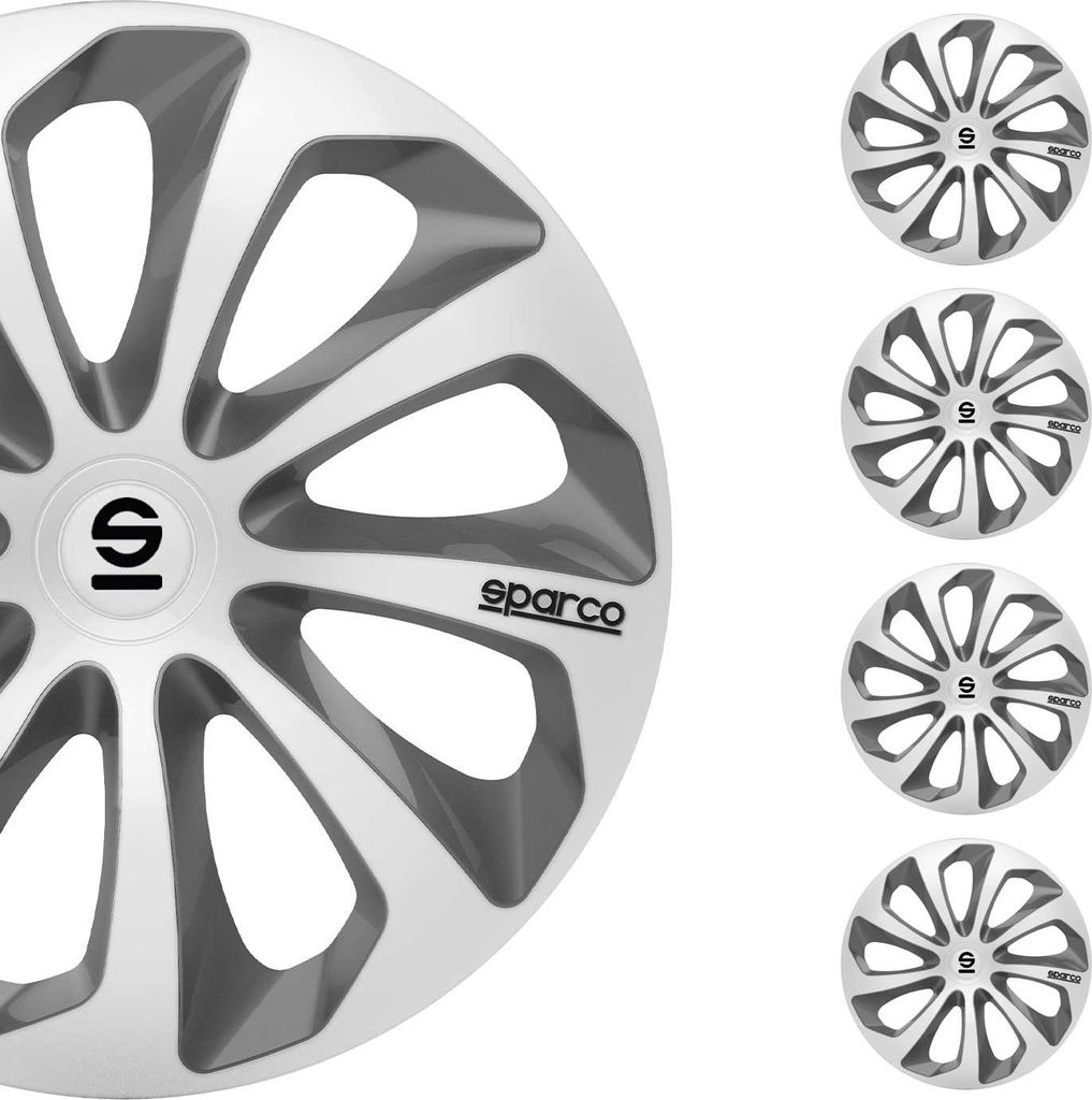 Radkappen Radzierblenden Sparco Sicilia 15" Zoll Auto Abdeckung Silber Grau 4x