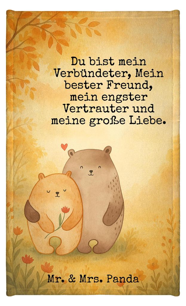 Mr. & Mrs. Panda Handtuch Bären Liebe Design - Weiß - Geschenk, Hochzeitstag, Freund, Freundin, Kuscheln, Umarmen, badezimmer, Klein, Gästetuch,...