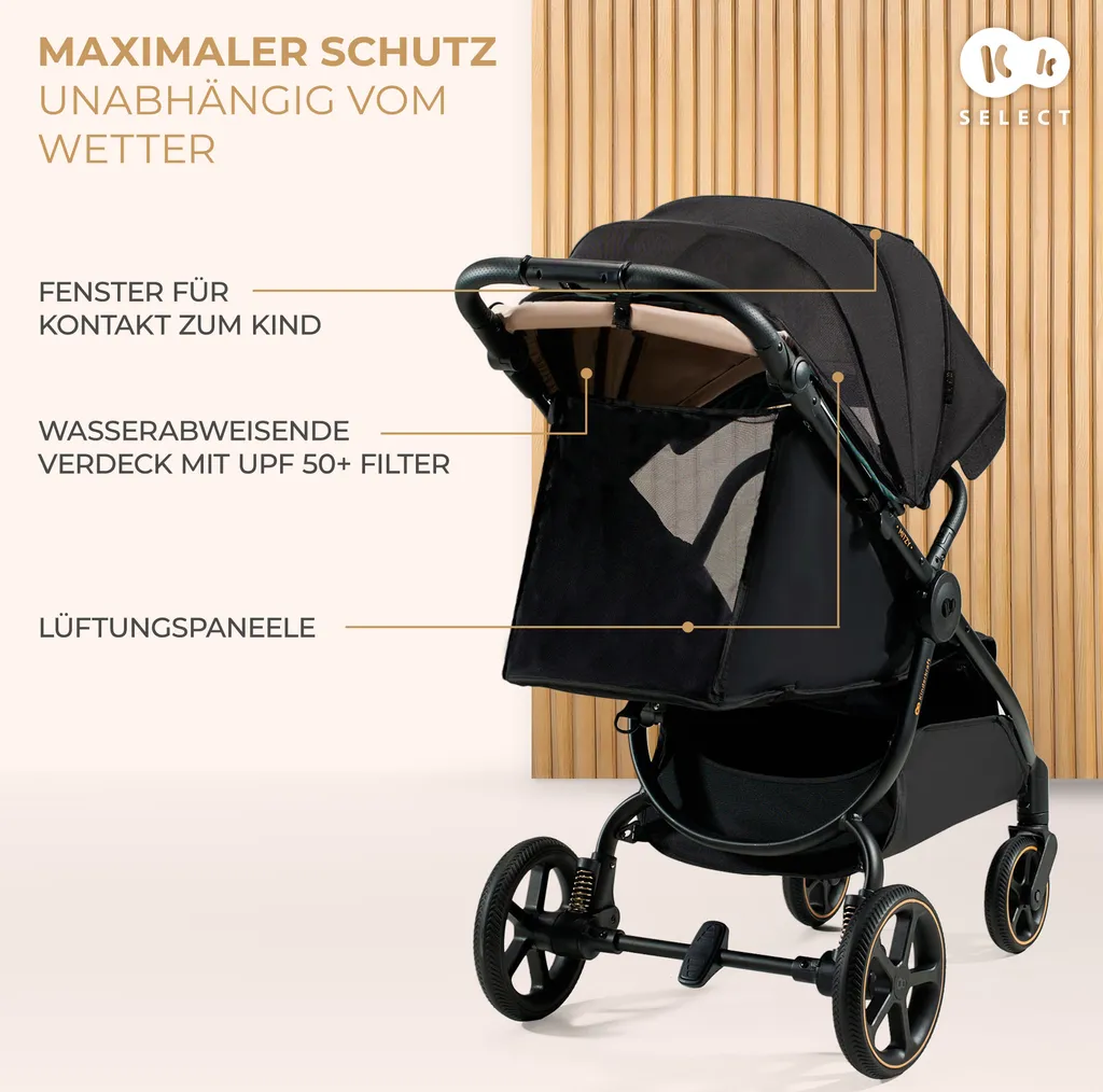 Poussette Mitzy Ink Noir Kinderkraft Select avec Pliage Rapide Compact - 8