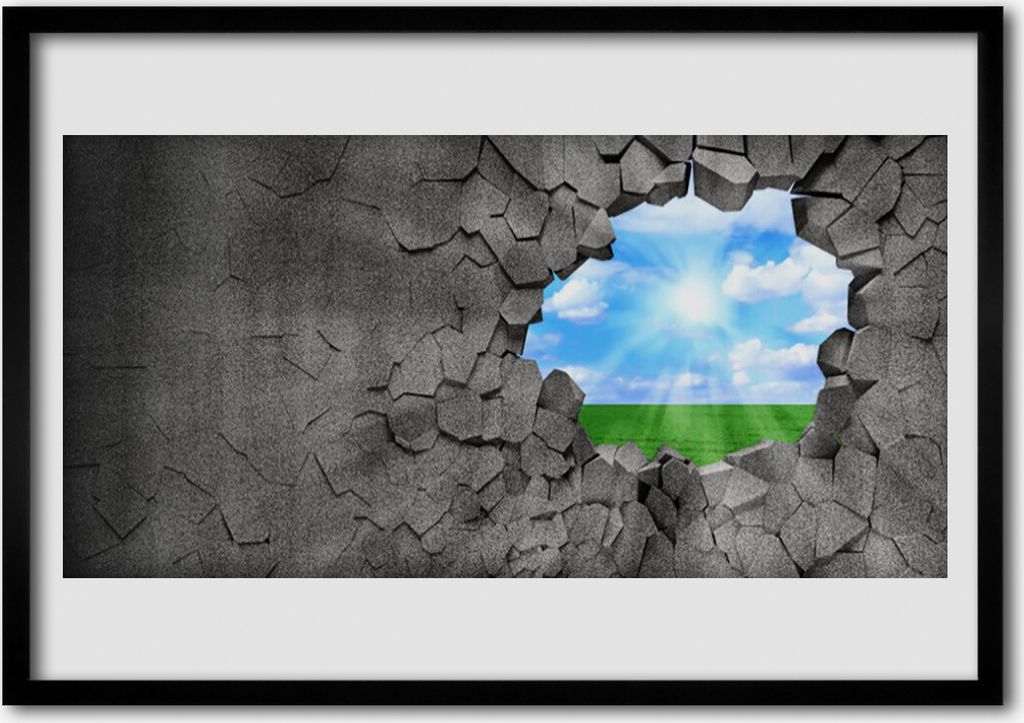 Bild 100x70 MDF-Rahmen Wandkunst Loch Gebrochene Wand