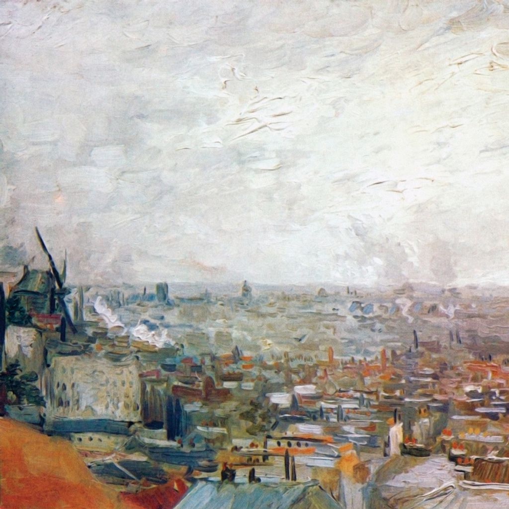 Vincent Van Gogh Kunstdruck Bild - Blick Auf Paris Vom Montmartre, 1886, Detail (70 x 70 cm)