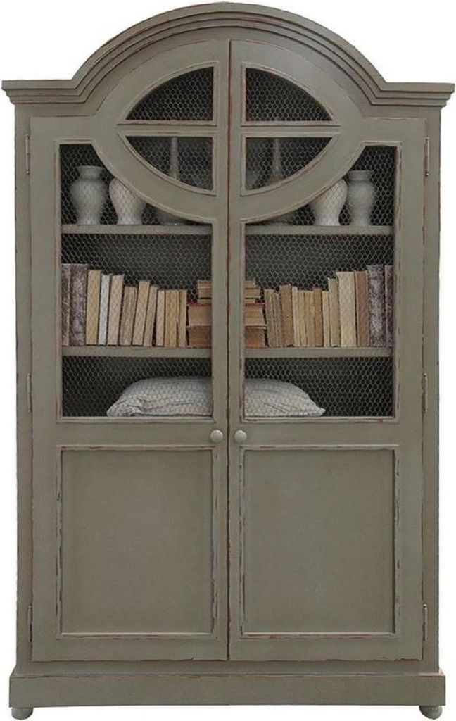 Casa Padrino Luxus Landhausstil Schrank Antik Grau - Handgefertigter Massivholz Regalschrank mit 2 Türen - Landhausstil Massivholz Möbel - Luxus ...