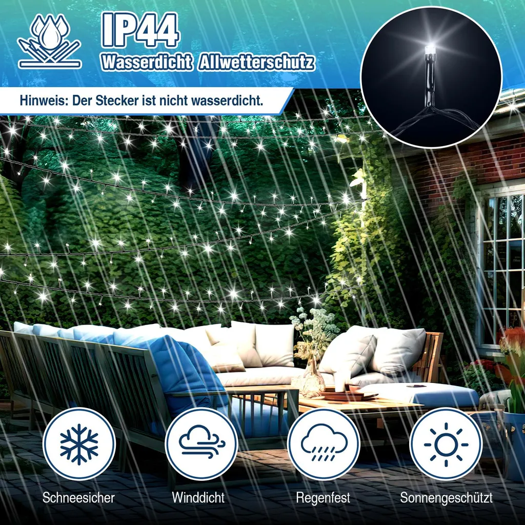 Luci Feste 1000 LED 200M Bianco Freddo Jayseuw Matrimoni e Giardino - 2
