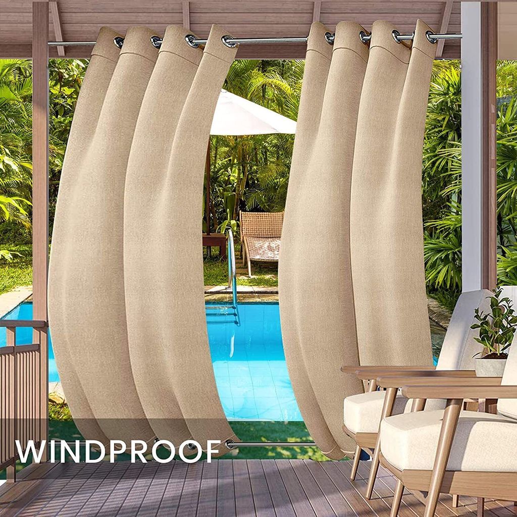 Topchances 8er Set Outdoor Vorhänge Aussenvorhang mit Ösen, Produktbild 