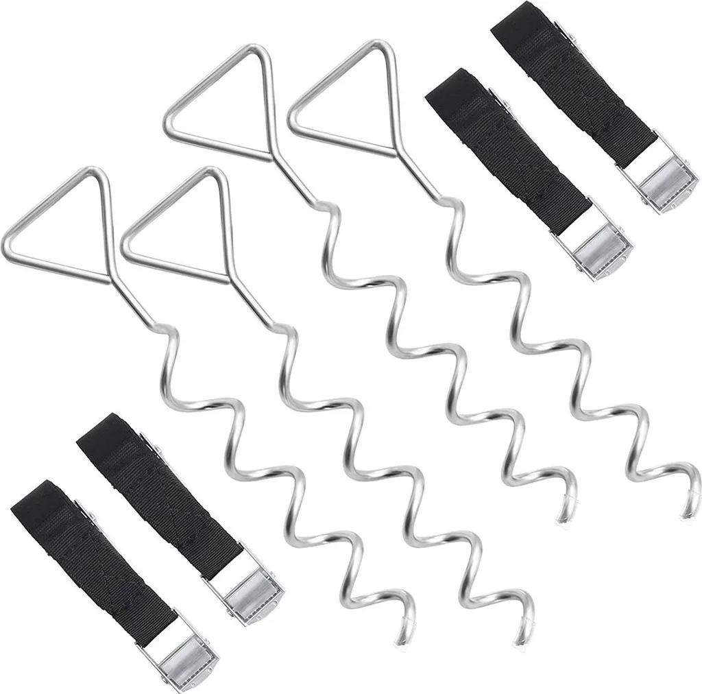 Fixation au Sol pour Trampolines - Lot de 4 Ancre de Terre avec Sangles