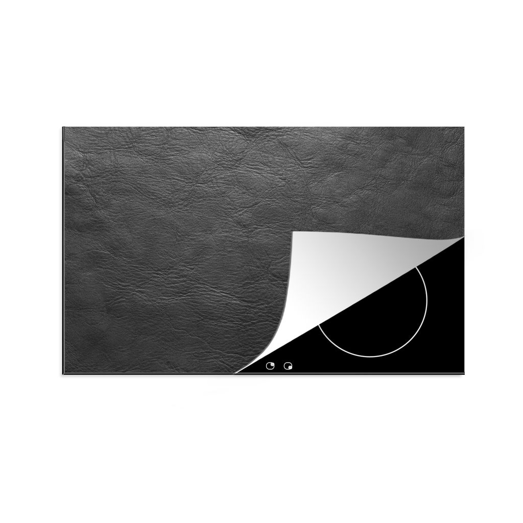 KitchenYeah Herdabdeckplatte Hintergrund aus Leder - schwarz und weiß , 78x52cm, Küche Deko, Glaskeramikkochfeld Herdabdeckung, Abdeckplatte f...