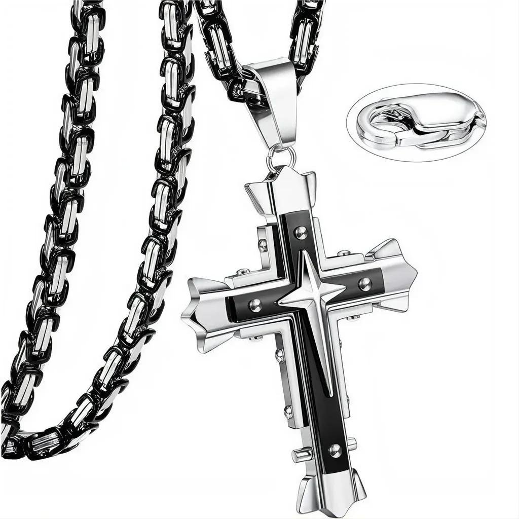 Chaîne homme avec croix pour style motard ou look habillé 60cm