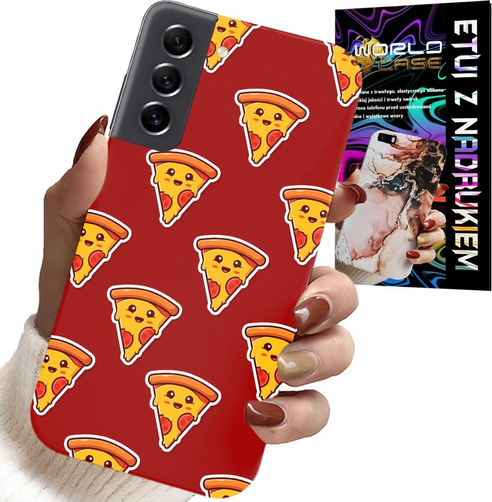 Hülle Für Samsung Galaxy S21 Fe - Design Mit Fröhlicher Pizza Auf Rotem Hintergrund