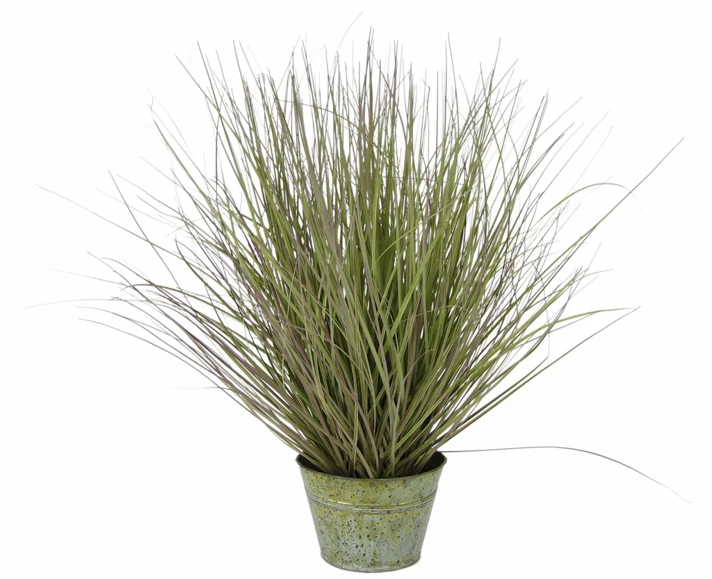 Herbe décorative artificielle en zinc - Touffe d'herbe effet réel