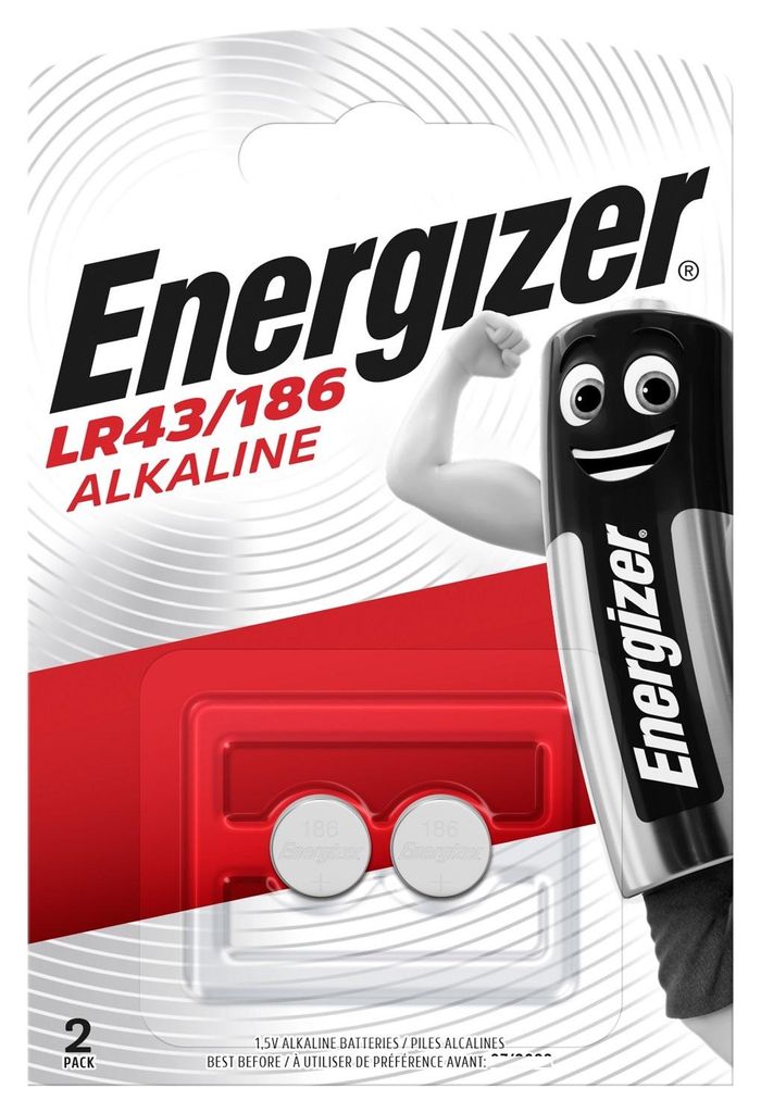 Energizer LR43/186, Alkali, Button/coin, 1,5V, 1,16 cm, 1,16 cm, 4,2 mm