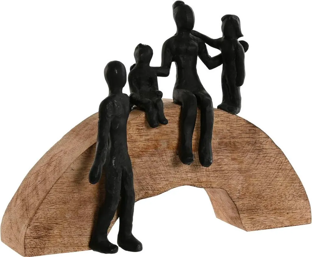 Figurine déco Home ESPRIT Marron et Noir Famille 26,5 x 9 x 20 cm