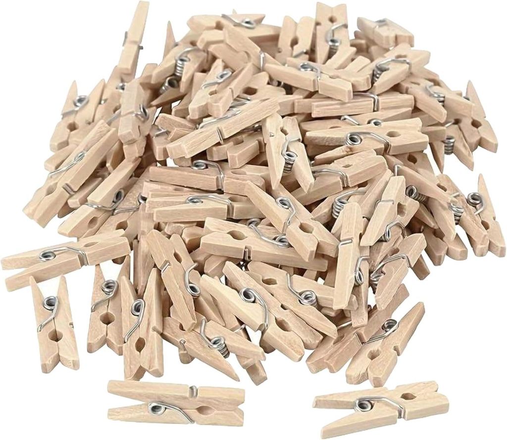100x mini dřevěné kolíčky na prádlo, 25 mm: Dřevěné kolíčky Obrázek produktu 