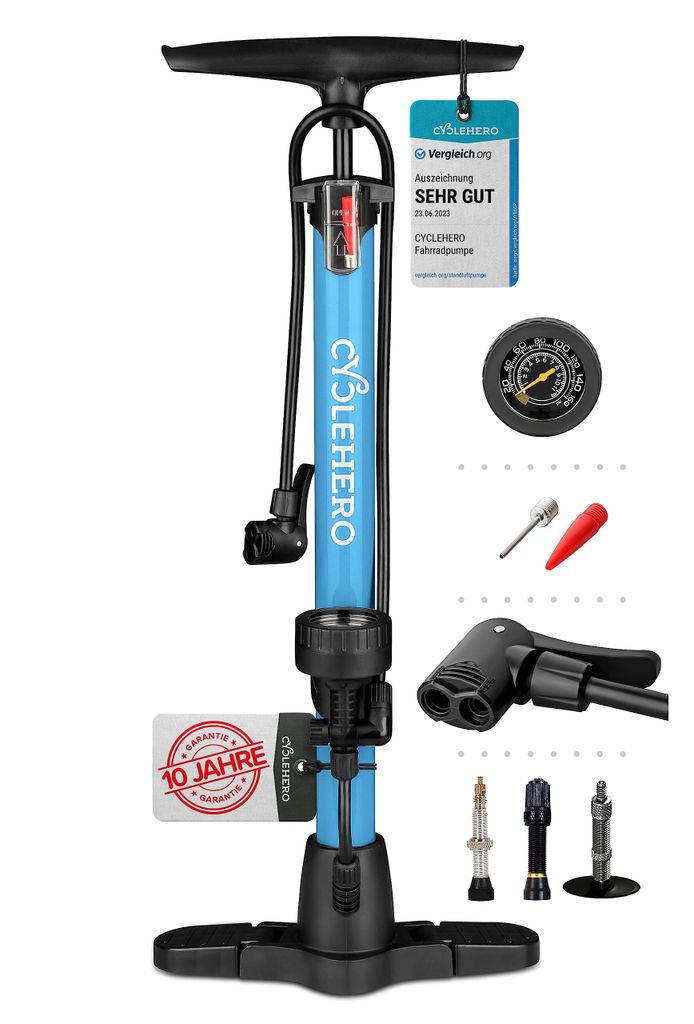 Fahrradpumpe alle Ventile - Leistungsstarke Fahrrad Pumpe Produktbild 