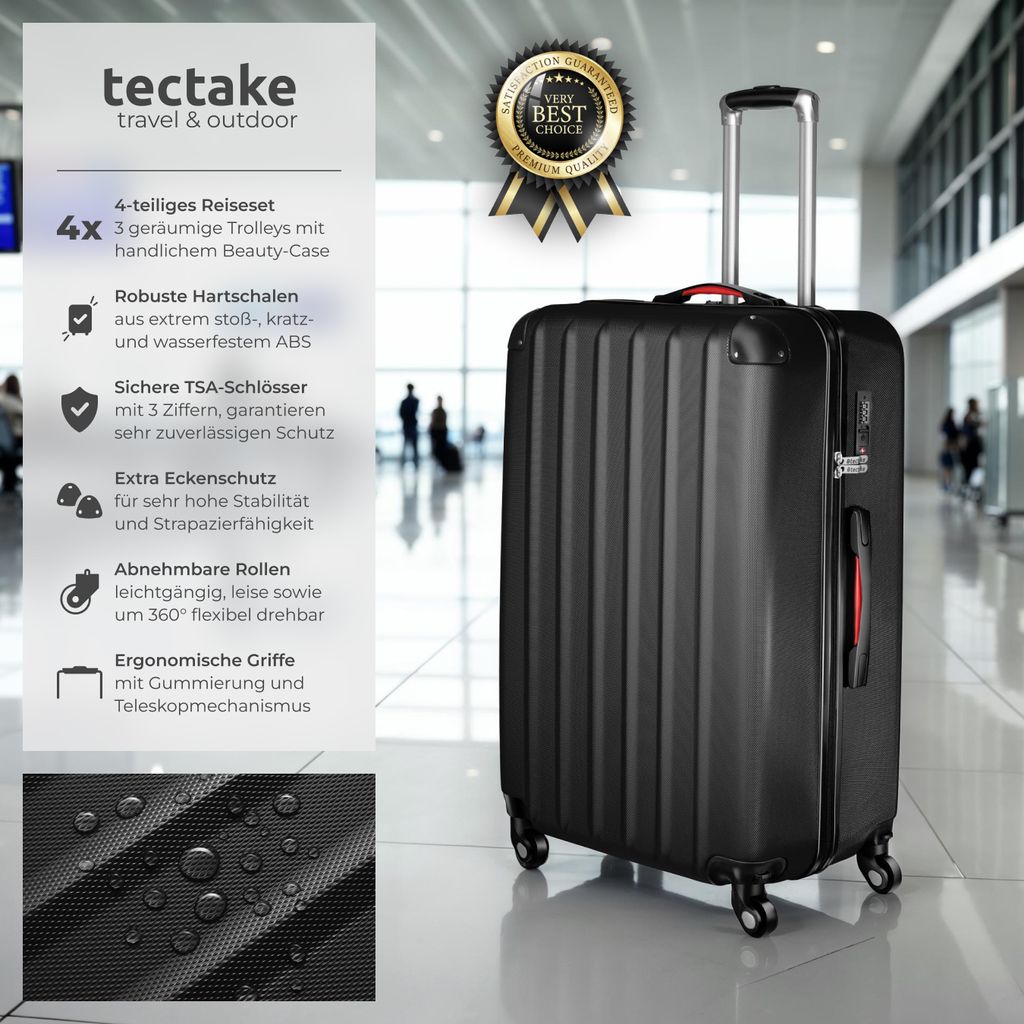 tectake Hartschalenkoffer-Set 4-tlg. mit Beauty-Case - Produktbild 