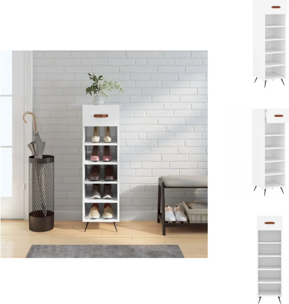 vidaXL Armadio per scarpe bianco 30x35x105 cm in legno - Armadi