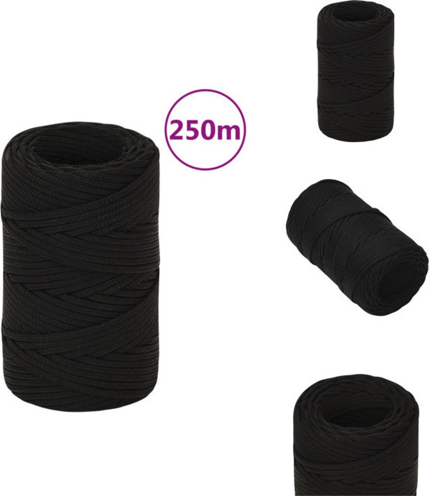 vidaXL Arbeitsseil Schwarz 2 mm 250 m Polyester - Seile