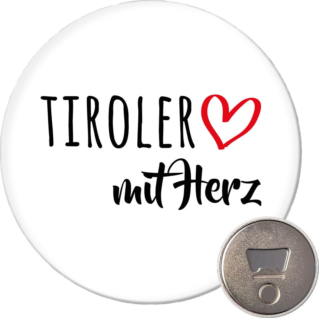 Huuraa Magnet Tiroler mit Herz 59mm Kühlschrankmagnet rund Flaschenöffner Geschenkidee