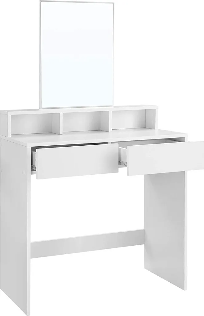 Fini le désordre : coiffeuse miroir blanc 80 cm pour maquillage organisé
