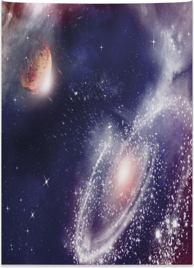 Abakuhaus Universum Wandteppich, Nebel Planet kosmisch aus Weiches Mikrofaser Stoff Kein Verblassen Klare Farben Waschbar, 110 x 150 cm, Marineblau...