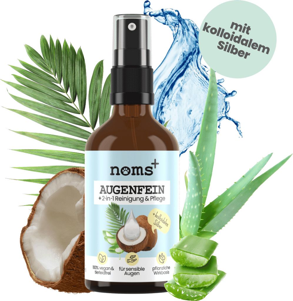 noms+ 2-in-1 Augenfein 50ml Reinigung & Pflege für Hunde & Katzen mit kolloidalem Silber