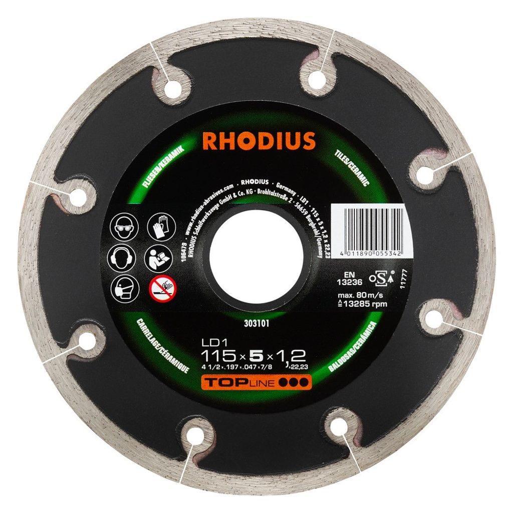 Rhodius Diamanttrennscheibe LD1 Fliesen Ø 115 mm Bohrung Produktbild 
