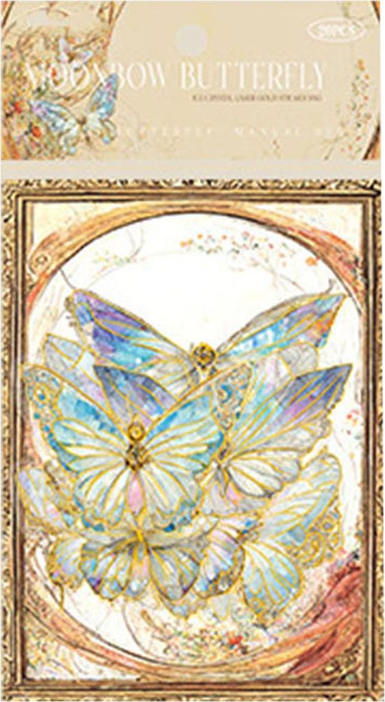 20 Stück Schmetterlingsaufkleber, glitzernd, holografisch, transparent, ästhetische Aufkleber für Art Journaling, Scrapbook, Junk Journal, Karte...