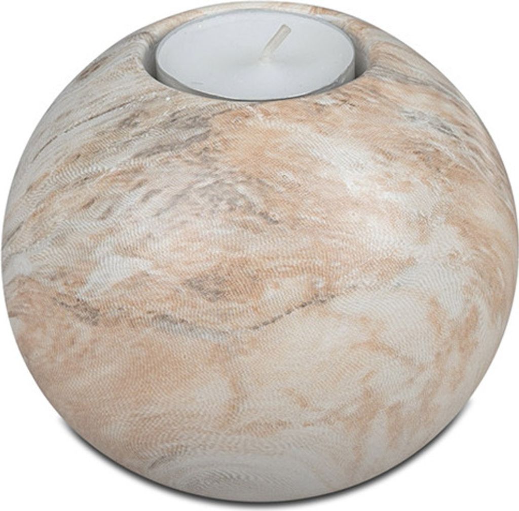 Teelichthalter MARMOR in Kugelform H. 9cm creme braun Produktbild 1