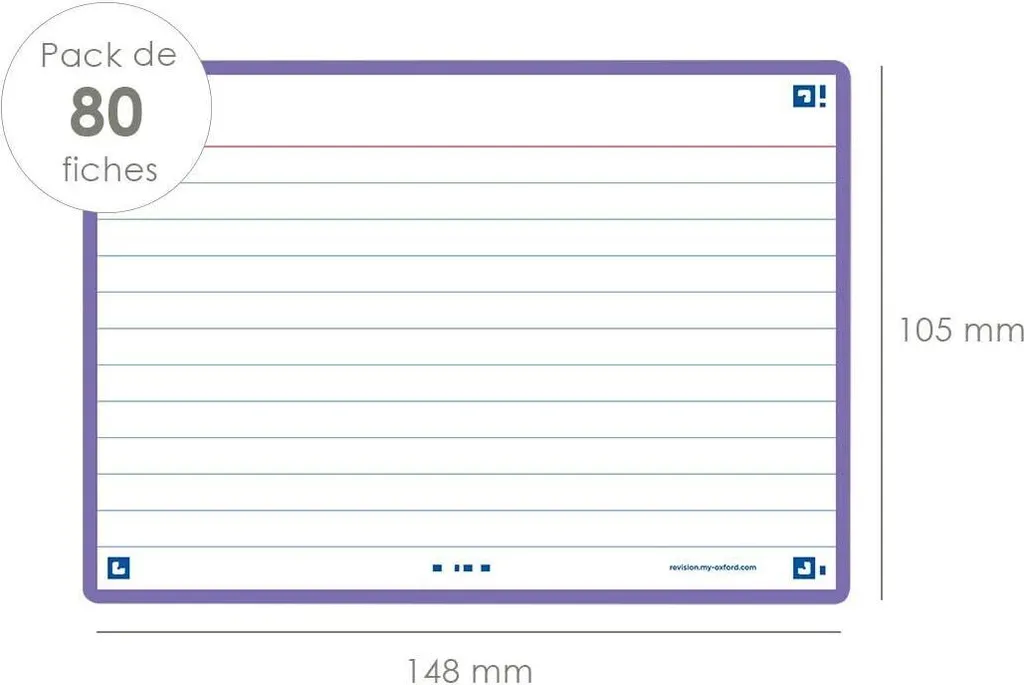 Fiches Oxford Flash 2.0 Violet 105x148 mm : Ne perdez plus vos notes