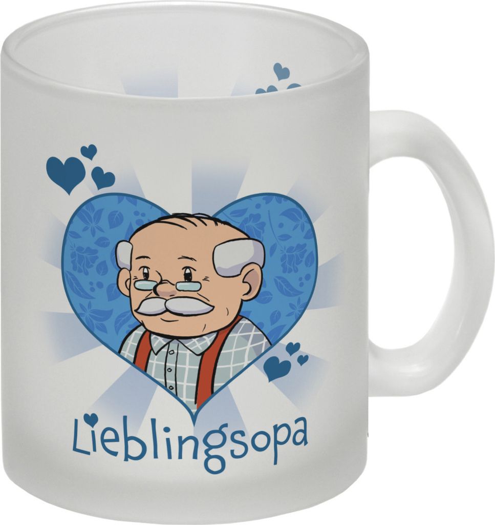 Lieblingsopa Glas Tasse mit Opa im Herz