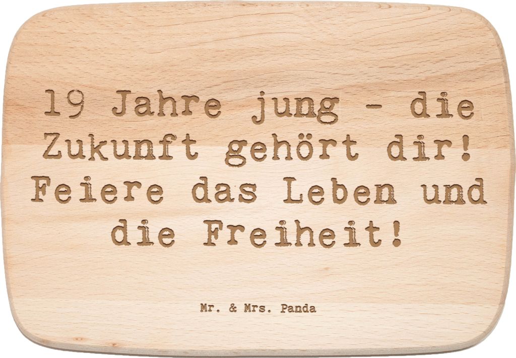 Mr. & Mrs. Panda Holzbrett Spruch 19. Geburtstag - Transparent - Geschenk, Erwachsensein, schneidbrett, Frühstücksbrett, Holzbrettchen, Schneideb...