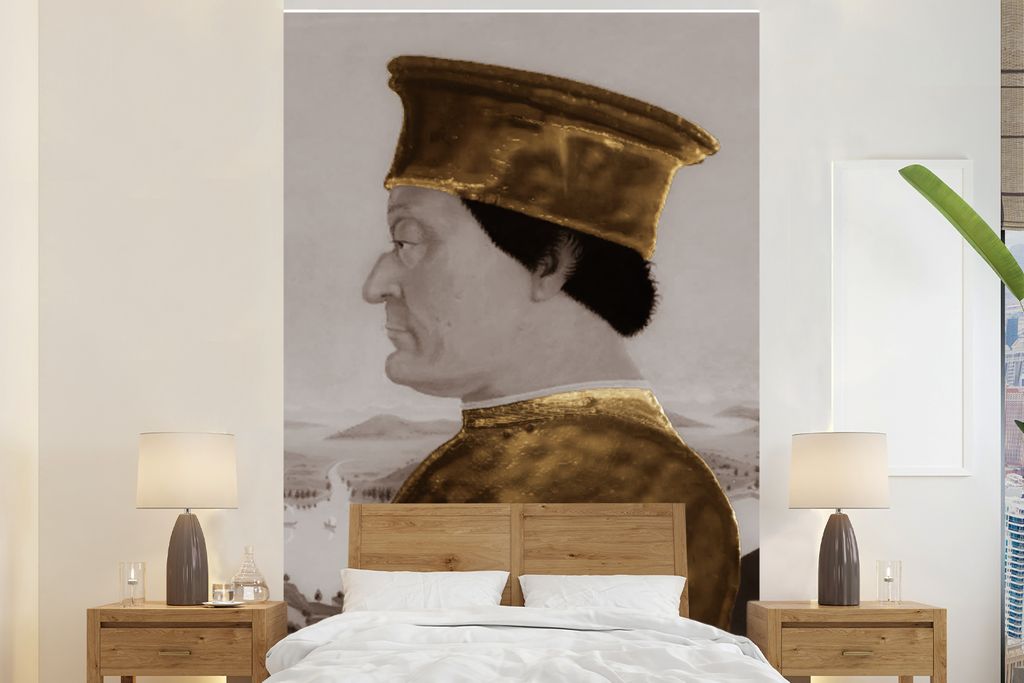 MuchoWow Fototapete für Wohnzimmer oder Schlafzimmer Wandtapete Vinyl Motivtapete Federico da Montefeltro - Piero della Francesca - Gold - 180x2...