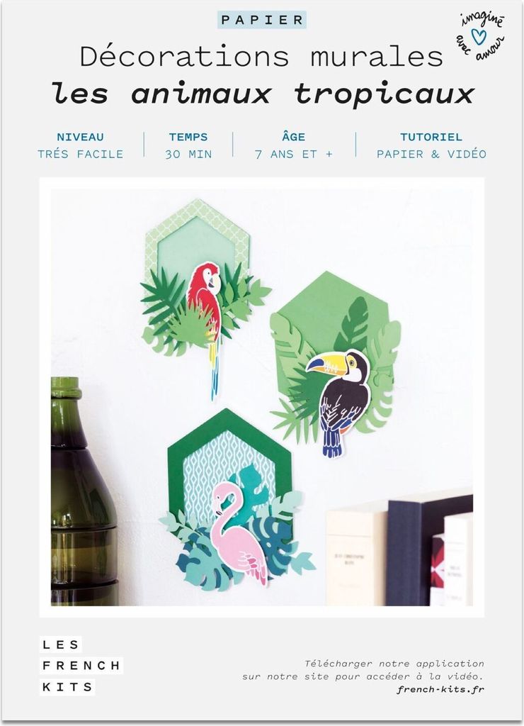 Bastelset aus Papier - 3 Wanddekorationen -Tropisch