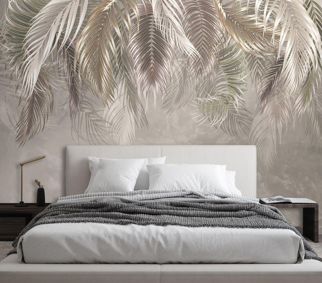 fototapete palmen blätter 3d 368x254 cm vlies tapete wandtapete wandbilder  wanddekoration design wohnzimmer schlafzimmer flur büro küche