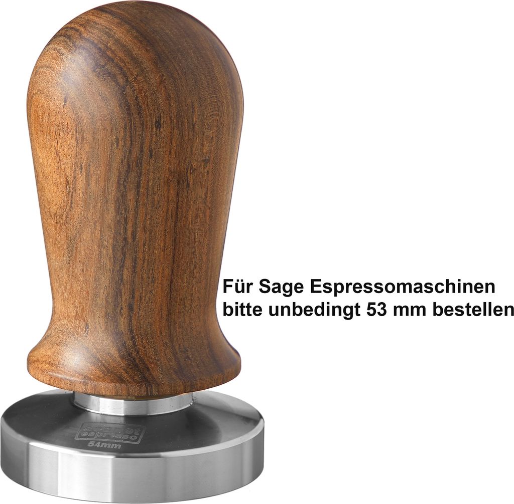 scarlet espresso | Tamper »Perfetto« für Barista; auf 35 lbs Anpressdruck kalibiriert; mit Alu- oder Edelholzgriff und Präzisions-Edelstahlbasi...